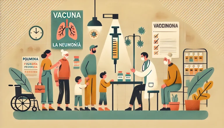 Pacientes siendo vacunados contra la neumonía para prevenir infecciones respiratorias graves.