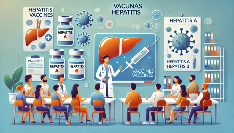 Presentación educativa sobre las vacunas contra la Hepatitis A y B.